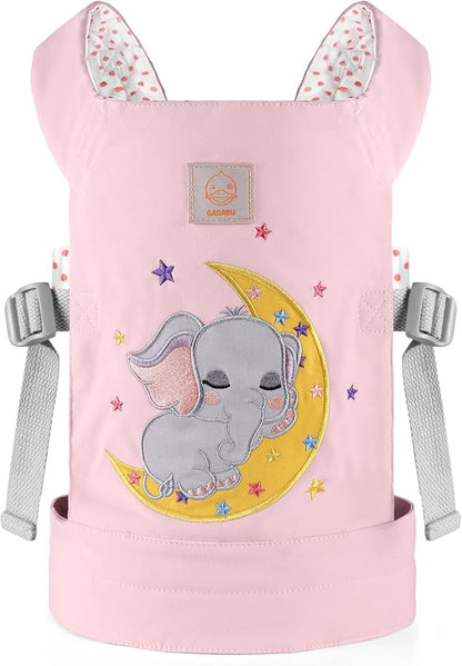 GAGAKU Baby Doll Carrier Kids Toy Baby Carrier Dolls Toy Baby Doll Sling Reborn Baby Doll Carrier with Adjustable Straps for Stuffed Animal Doll Accessories - Pink