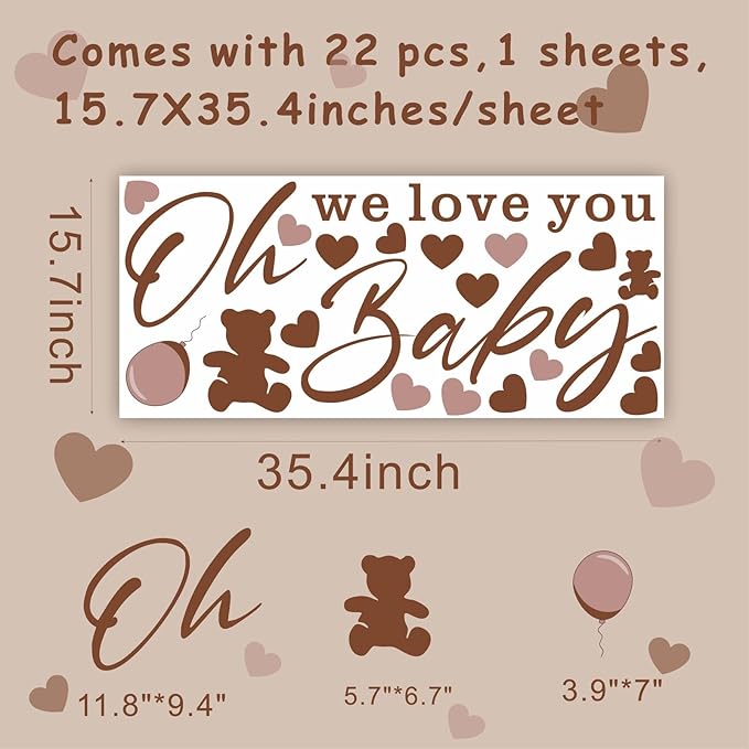 Oh Baby Party Decals Baby Shower Sign Decor for Backdrop