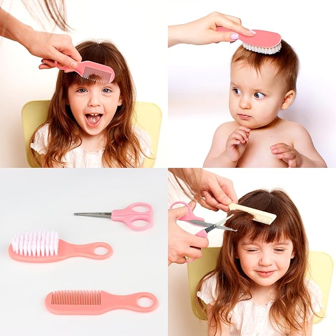 Baby Healthcare and Grooming Kit, 26 in 1 Portable Baby Safety Care Set with Hair Brush Comb Nasal Aspirator Electric Nail Trimmer Set Baby Essentials kit for Newborn Boys Girls (Pink)