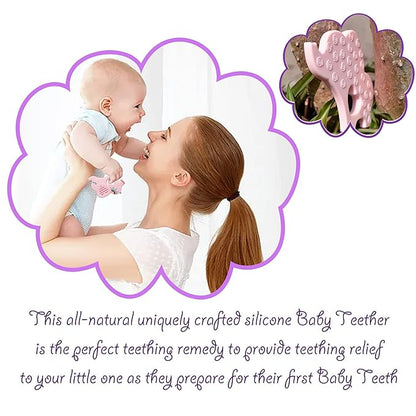 Soft Pink Elephant Teether Toy for Babies 0-6/6-12 Months Silicone