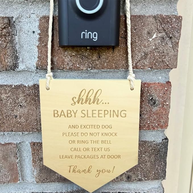 Baby Sleeping Sign for Front Door, Do Not Knock or Ring the Bell Sign