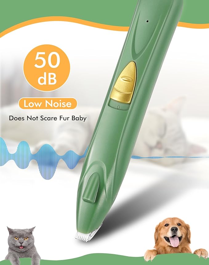 LEYOUFU Dog Clippers for Grooming, Cordless Dog Grooming Kit for Small Dogs with LED Light, Rechargeable Low Noise Cat Hair Trimmer for Grooming Pet Hair Around Paws, Eyes, Ears, Face, Rump (Green)