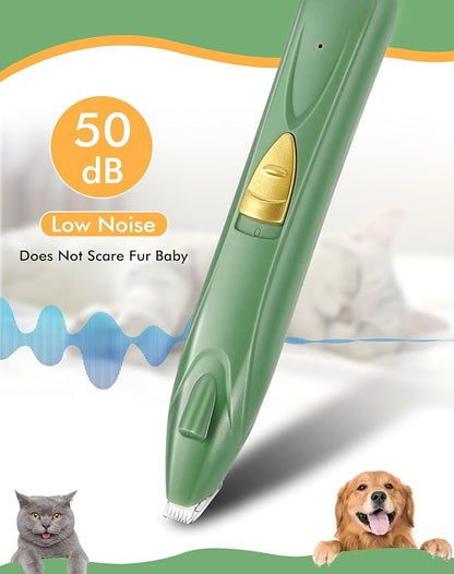 LEYOUFU Dog Clippers for Grooming, Cordless Dog Grooming Kit for Small Dogs with LED Light, Rechargeable Low Noise Cat Hair Trimmer for Grooming Pet Hair Around Paws, Eyes, Ears, Face, Rump (Green)