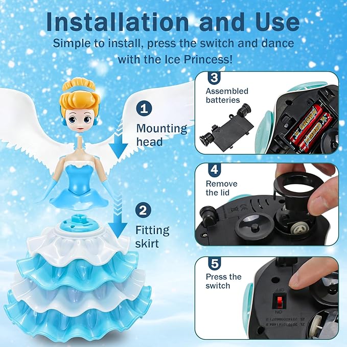 Dancing Princess Toys for Girls,Electric Cars Angel Doll with Colorful 3 4 5 6 (159B)
