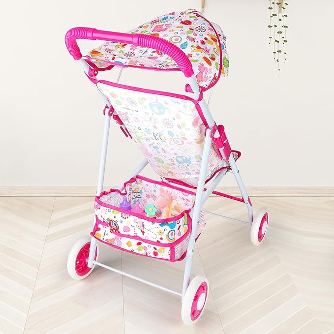 deAO Baby Doll Stroller Set Baby Doll Accessories with Feeding 12in 14in 16in Doll