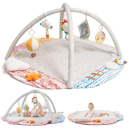 Baby Gym Play Mat, Tummy Time Mat & Pillow 4 Zone
