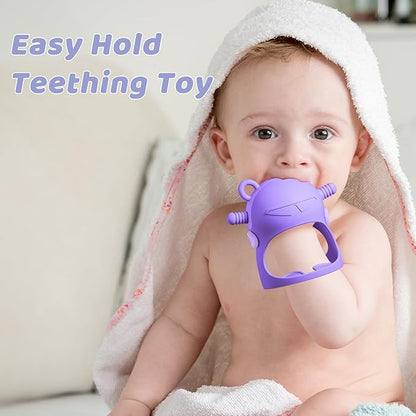 NCVI Baby Silicone Teether Hand Grip for 0-6 Months, Never Drop Baby Sucking Teething Relief Hand Held