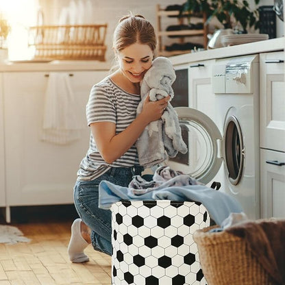 Round Football Pattern Laundry Hamper Storage Basket Organizer Hamper Storage