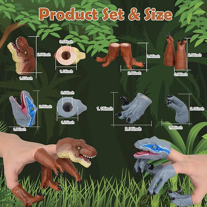 HugOutdoor New T-Rex & Velociraptor Dinosaur Finger Puppet Toy Cosplay