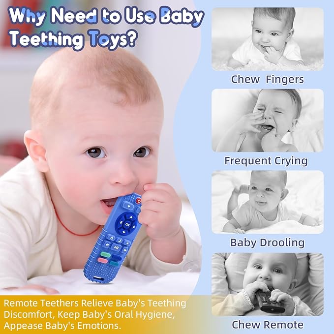 AiTuiTui Teething Relief Teethers Toys for Babies 3 6 9 12 Months Gifts, Silicone Sensory Remote Control Baby Teether Toy for Babies Newborn Infant Boy Girl Autism Toys
