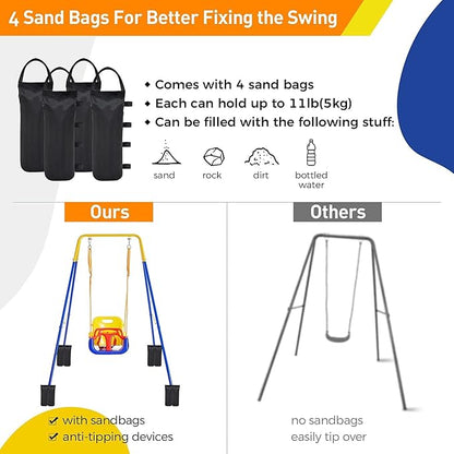 FUNLIO 2 in 1 Swing Set for Toddler & Baby Jumper, Heavy Duty Kids Swing & Bouncer with 4 Sandbags