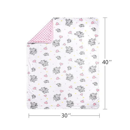DaysU Silky Micro Soft Plush Baby Blankets for Girls with Print Animal Pattern and Soothing Raised Dots, Double Layer Bed Throws for Baby Crib 30x40 Inches