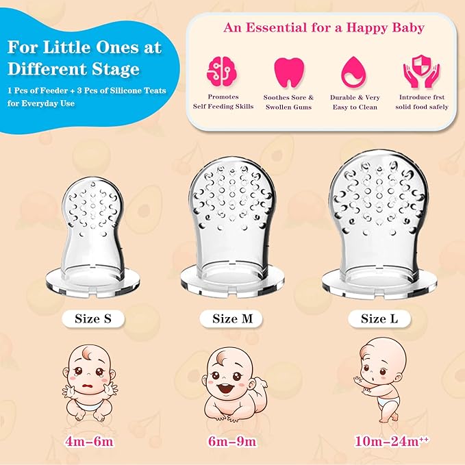 Baby Solids/Frozen Fruit Feeder Pacifier, Infant Teether Toy 4M+ 2-Pack (Claw