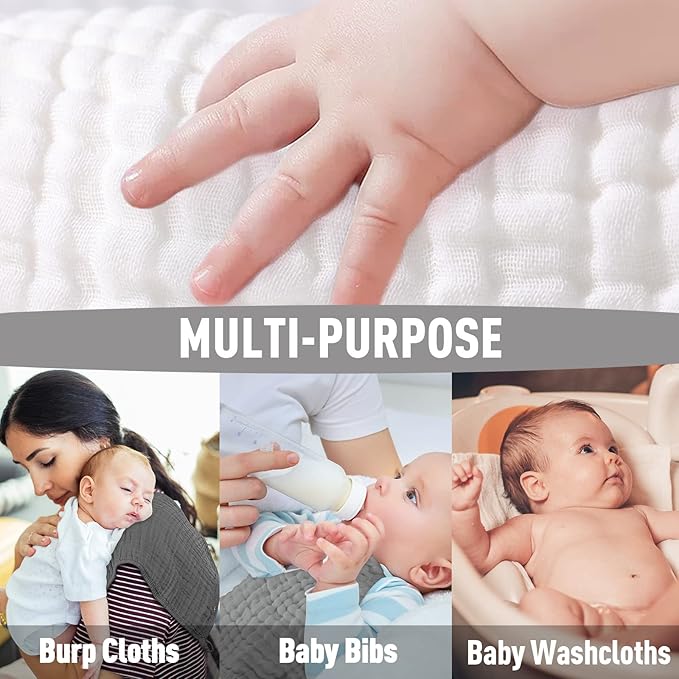 Yoofoss Muslin Burp Cloths for Baby 10 Pack 100% Cotton 20''X10'' Super
