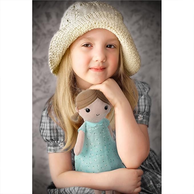 Linzy Toys, Soft Plush Mint Blue Emily Rag Doll 15"