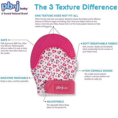 Silicone Infant Teething Mitten Teether Glove Mitt Toy - Pink 2pk