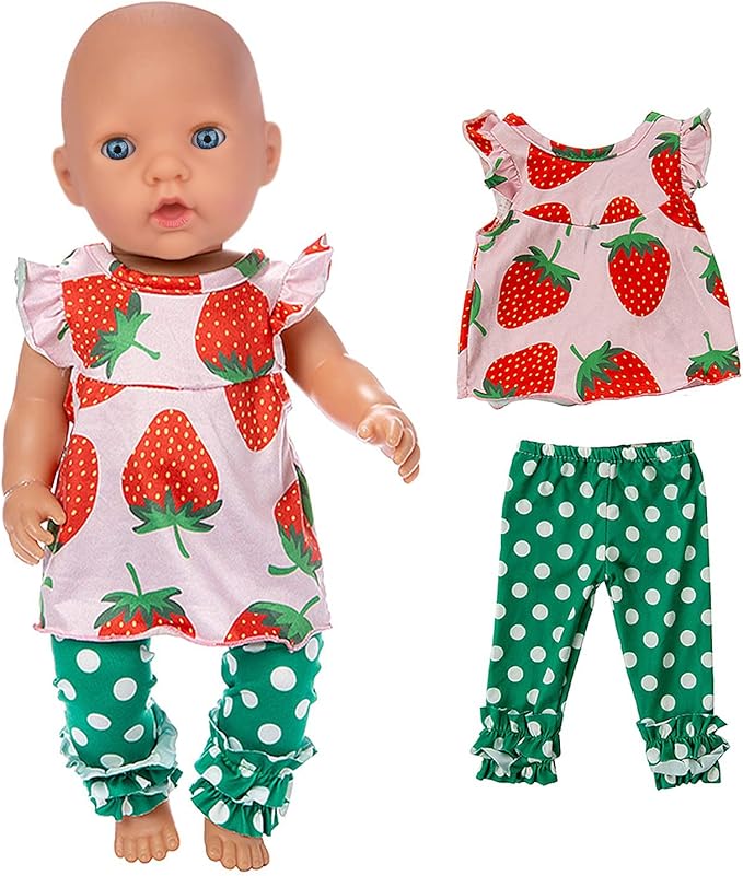Ecore Fun 5 Sets 14-18 Inch Baby Doll Clothes Dresses Outfits Pjs for 43cm New Born Baby Dolls, 15 Inch Baby Doll 18 Inch