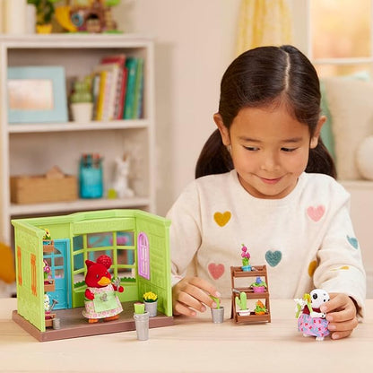 Li'l Woodzeez – Li'l Petals Flower Shop 29Pcs Dollhouse 2 Posable 1 Storybook 3+