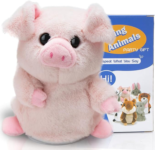 HOMILY Pink Pig, Repeats What You Say Plush Animal Toy Electronic Hamster Mouse for Boys