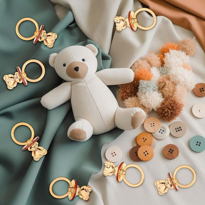 50 Pcs Acrylic Pacifier, Brown Bear Acrylic Pacifiers for Baby