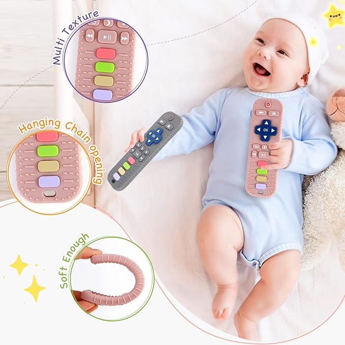 Hooku 2 Pack Teething Toys for Babies 0-6 Months, Silicone Teethers for Babies 6-12 Months