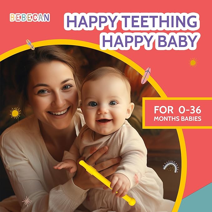 Teething Sticks for Babies 0-36 Months - Super Soft Silicone Teethers in 6 Vibrant Colors, Infant Teething Relief