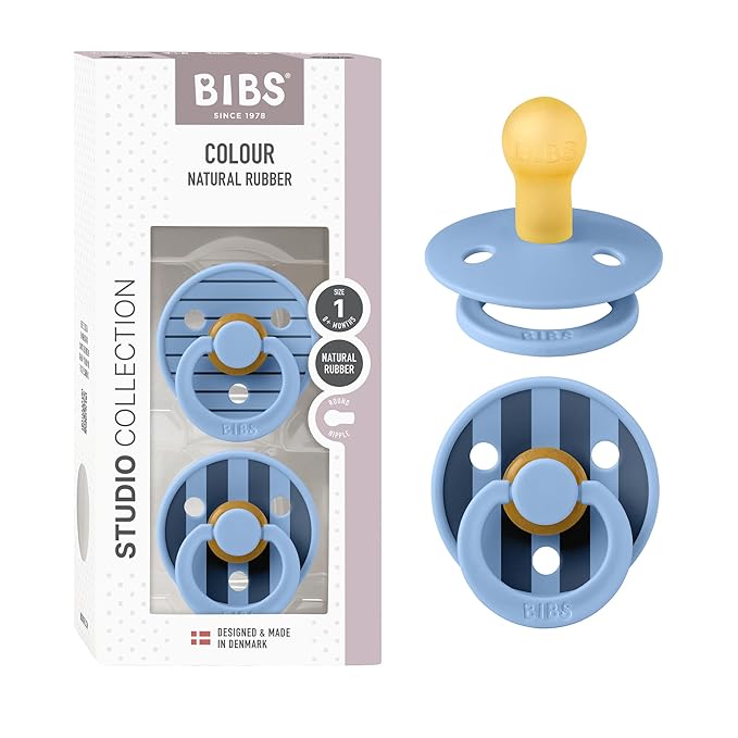 BIBS Pacifiers - Colour Studio 2 Pack | Round Nipple Baby Pacifier 0+ Months