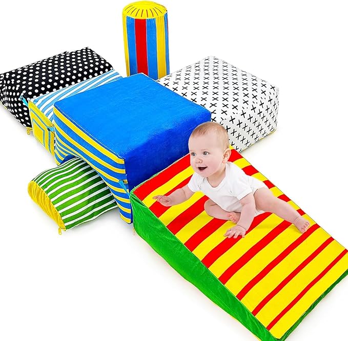 teytoy Climb and Crawl Playset,Inflatable Climbing Blocks for Toddlers Climbing Toys Indoor Soft Play Activity Playset Toys(7 PCS)