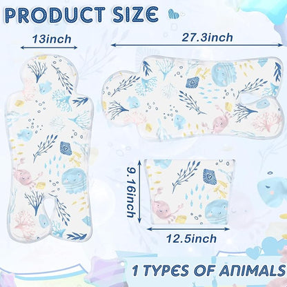 Pinkunn Gel Car Seat Baby Cooling Pad for Summer Breathable Stroller Cooler Pad Multifunctional Carseat Cooling Mat for Baby Child Dining Chair Safety Seat Stroller(Blue, White,Sea)