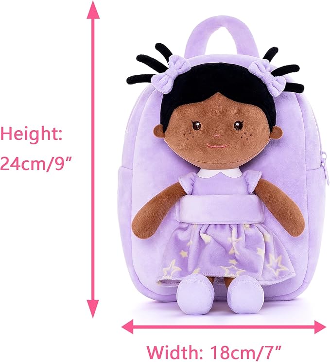Onetoo Toddler Kids Backpack with Soft Tanned Baby Dolls in 9.5"