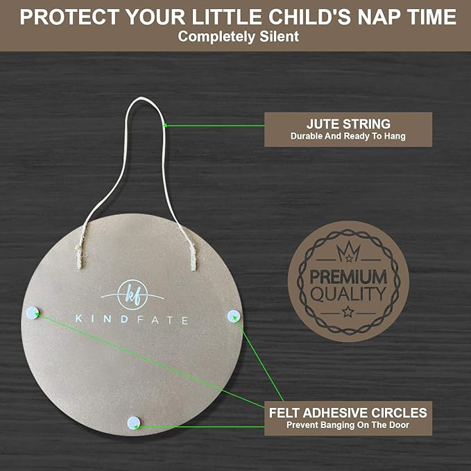 KIND FATE Baby Sleeping Sign for Front Door Do Not Knock or Ring Doorbell Sign | New Mom Gifts Do Not Disturb Door Hanger Sign 10" Round