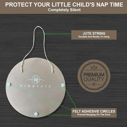 KIND FATE Baby Sleeping Sign for Front Door Do Not Knock or Ring Doorbell Sign | New Mom Gifts Do Not Disturb Door Hanger Sign 10" Round