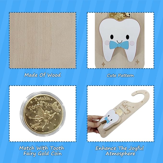 Tooth Fairy Door Hanger, Wooden Tooth Fairy Holder with Tooth
