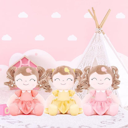Gloveleya Baby Doll Gifts Plush Curly Girl Toys with Love 16" Orange