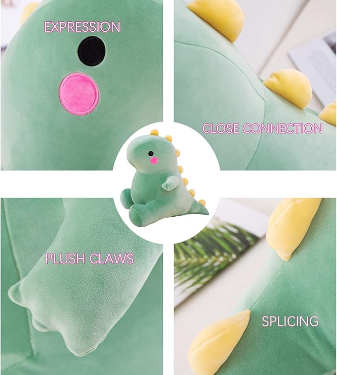 Cute Dinosaur Plush Toys, Fat Dinosaur Stuffed Animals Toys Dolls (Green,19in)
