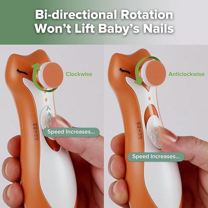 haakaa Baby Nail Trimmer Electric for Newborns/Toddlers/Children/Adults, Electric Baby Nail File with 6 Replacement Heads & Storage Case, Safe & Easy Clever Fox Nail Trimmer for Babies