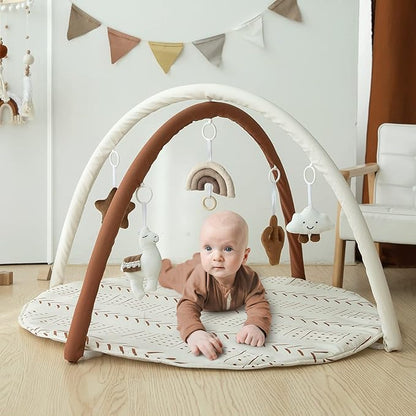 Razee Baby Gym Mat Infant Activity Gym Mudcloth Baby Activity 5 Toys