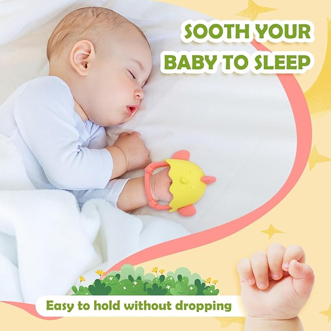 Anboor Baby Teething Toys, Silicone Teethers for Babies 4+Months Anti Dropping Hand Teether