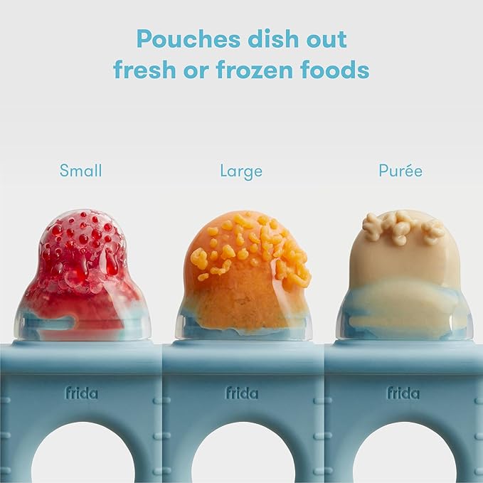 Frida Baby Push Pop Feeder, Baby Fruit Feeder + Get-A-Grip Teether Teething Toy | 100% Food-Grade Silicone Food Pacifier & Teether Toy for Baby 0-6 12, 18