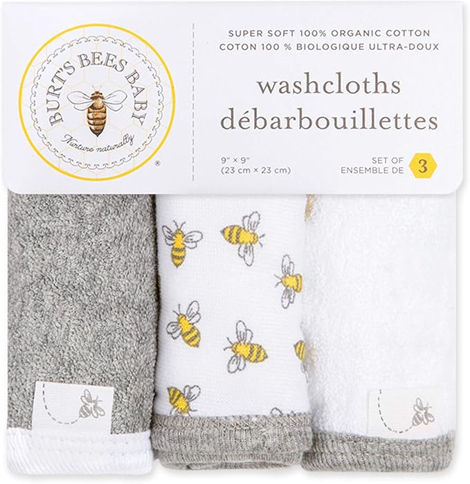 Washcloths, 100% Organic Cotton Washcloth Towel 3-Pack