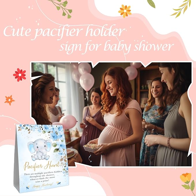 Pacifiers Hunt for Baby Shower Game, Mini Pacifiers Baby Shower Games Set 50 Blue