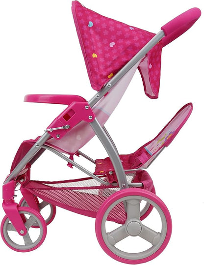 509 Crew 509: Garden Twin Doll Stroller - Kids Pretend Play, Front Swivel Wheels 3+