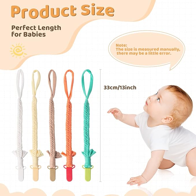 Pacifier Clip for Boys Girls Pacifier Holder Leash Boho Plastic