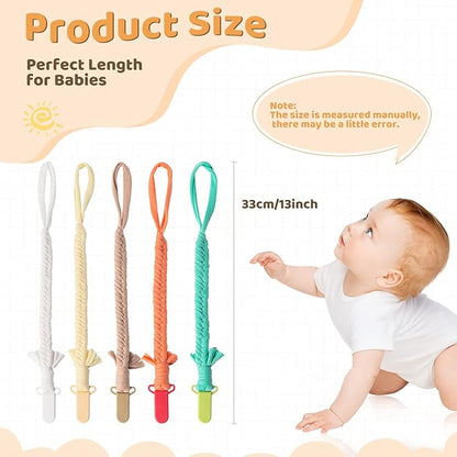Pacifier Clip for Boys Girls Pacifier Holder Leash Boho Plastic