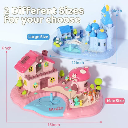 Magnetic Dollhouse Playset for 2-4 Years Old Girls Gifts, Doll House Girl Toys with Light, Music, 4 Toy Figures, Christmas Birthday Gifts for Girls Age 2 3 4 5 6