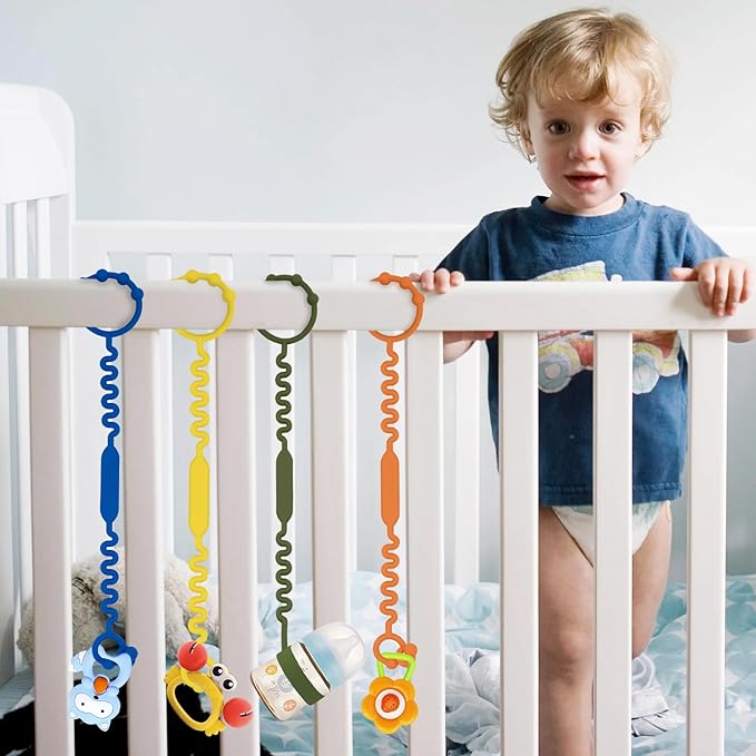 Silicone Toy Straps for Baby, Pacifier Holder Clip with Self-Adjusting Bayonet Chairs(5pcs)