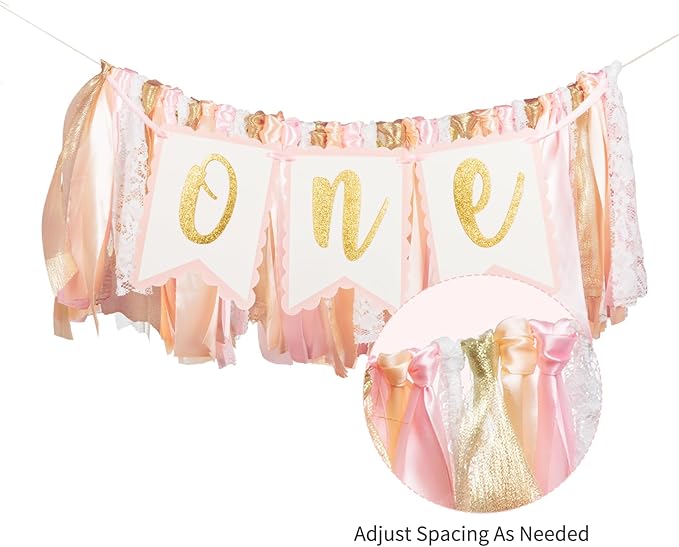 Pink Highchair Banner - 1st Birthday Banner, One Highchair Banner 1st Birthday, 1st Birthday 1st Birthday