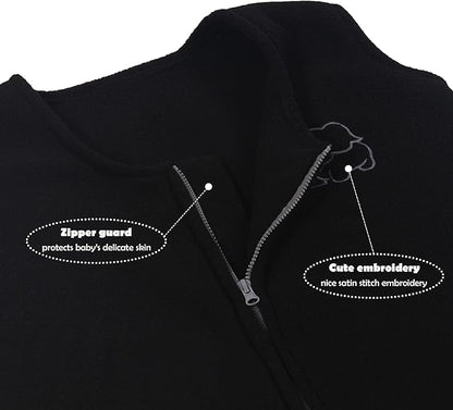 Belsden Micro-Fleece Baby Wearable Blanket 18-24M, Ultra Soft Cozy Safe Baby Sleep Bag and Sack Tog 1, Fit Infants Baby Boys Girls, Black, X-Large