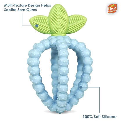 RaZbaby Silicone Infant & Baby Teething Toy, Textured BerryBumps Soothe Babies??Sore Gums 3M+ -