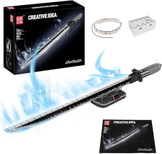 Mould King Darksaber Lightsaber Building Blocks Toy, 885+ Pcs LED Darks Sword Dueling Lightsaber Toys with Stand, 45.67in Light Saber Creative Swords Building Kit for Kids Boys Adults 8+ Cosplay Gifts